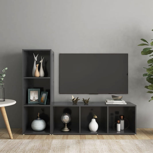 Berkfield TV Cabinets 2 pcs Grey 107x35x37 cm Engineered Wood