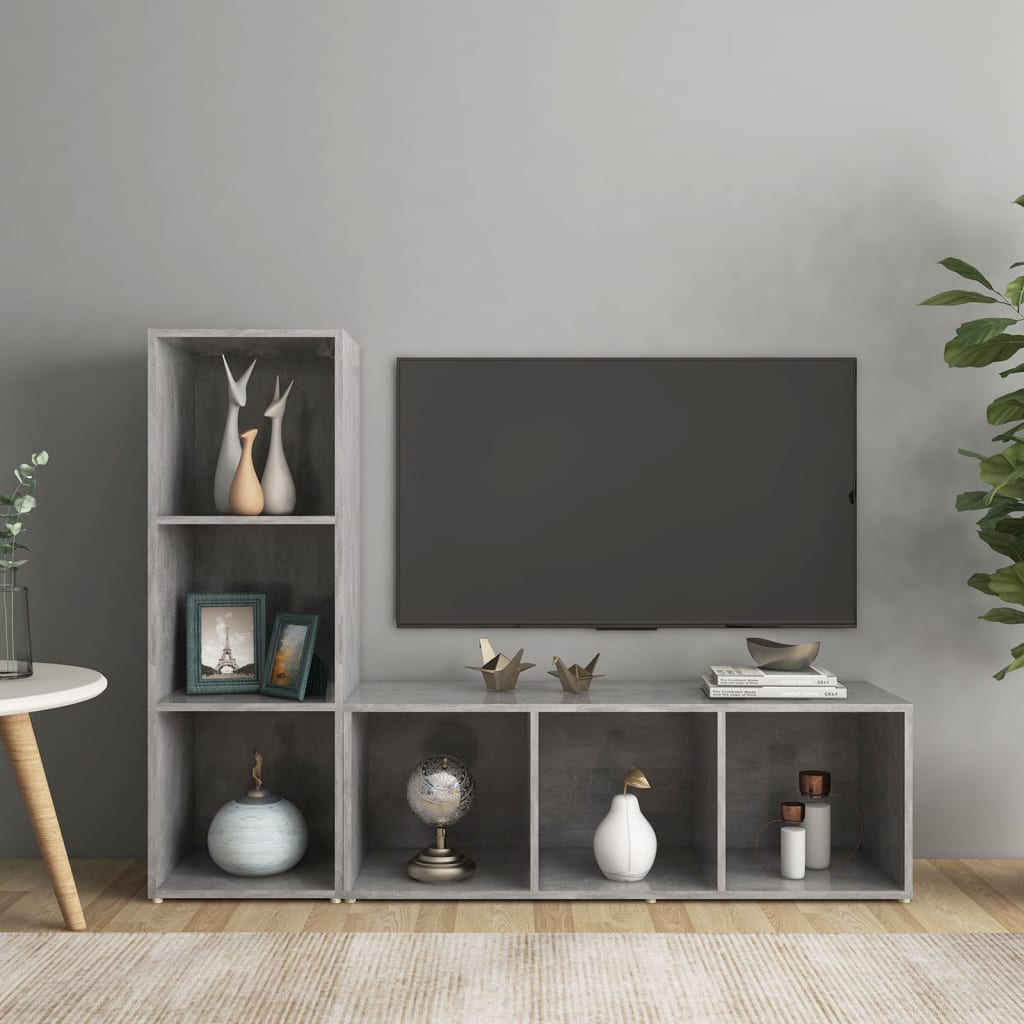 Berkfield TV Cabinets 2 pcs Concrete Grey 107x35x37 cm Engineered Wood