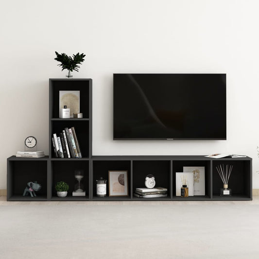 Berkfield 3 Piece TV Cabinet Set Black Engineered Wood