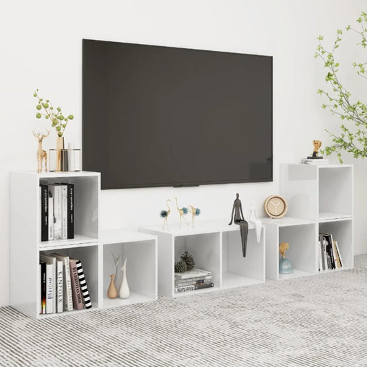 Berkfield 6 Piece TV Cabinet Set High Gloss White Engineered Wood
