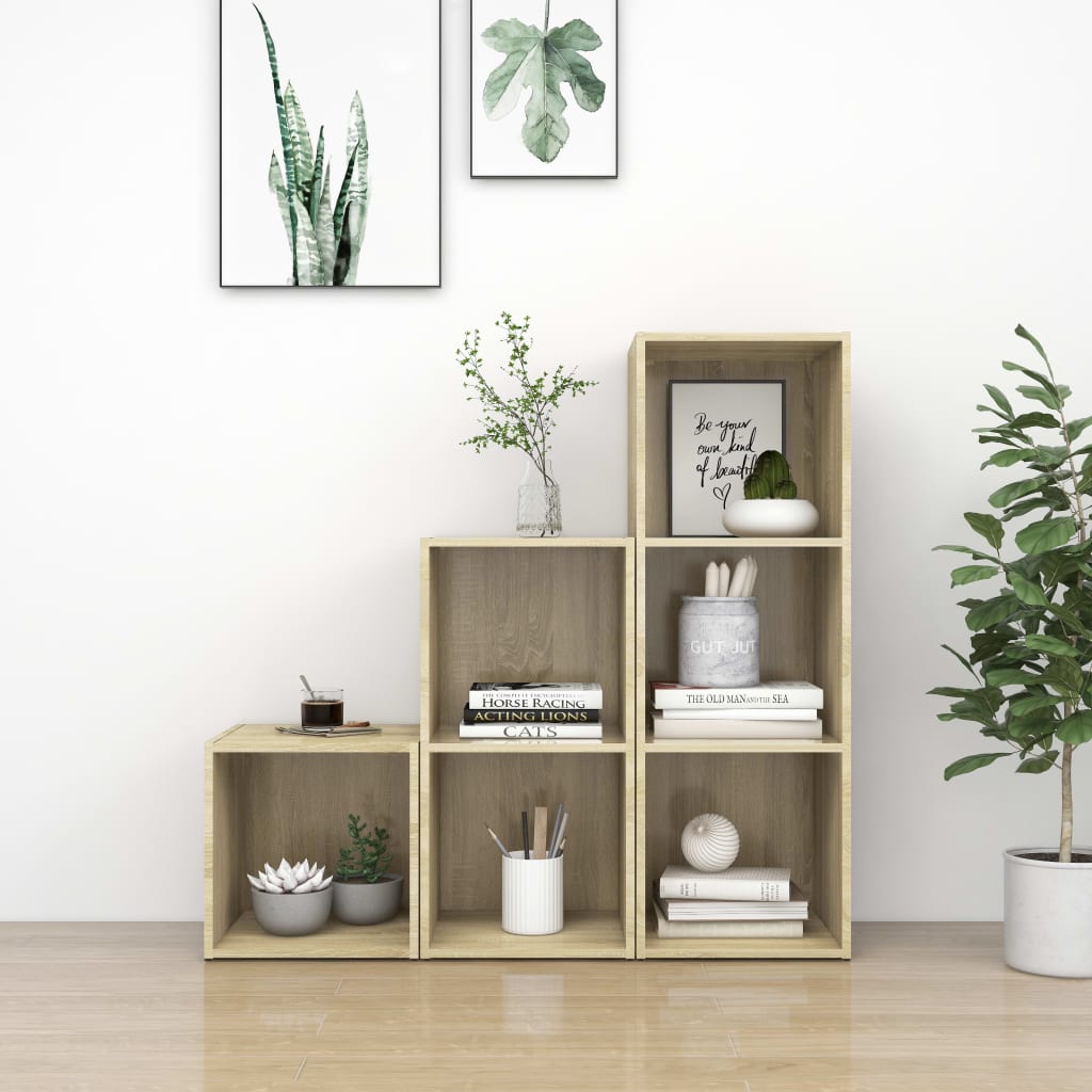 Berkfield 3 Piece TV Cabinet Set Sonoma Oak Engineered Wood