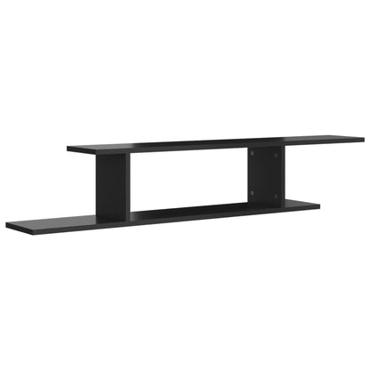 Berkfield Wall-Mounted TV Shelf High Gloss Black 125x18x23 cm Engineered Wood