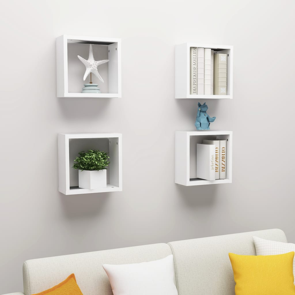 Berkfield Wall Cube Shelves 4 pcs White 30x15x30 cm