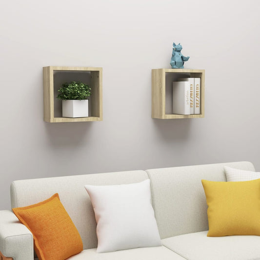 Berkfield Wall Cube Shelves 2 pcs Sonoma Oak 30x15x30 cm