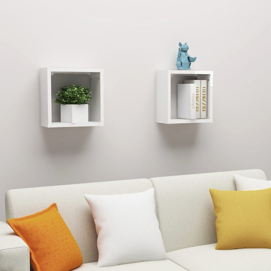 Berkfield Wall Cube Shelves 2 pcs High Gloss White 30x15x30 cm