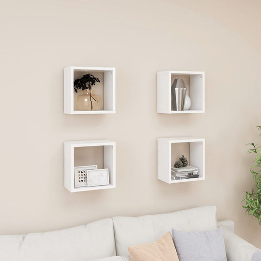 Berkfield Wall Cube Shelves 4 pcs White 26x15x26 cm