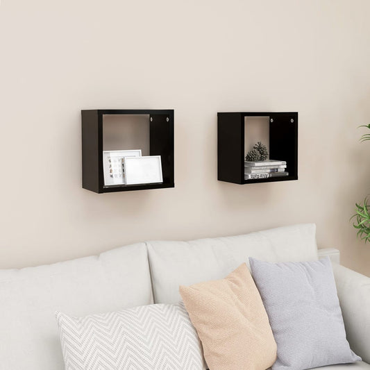 Berkfield Wall Cube Shelves 2 pcs Black 26x15x26 cm