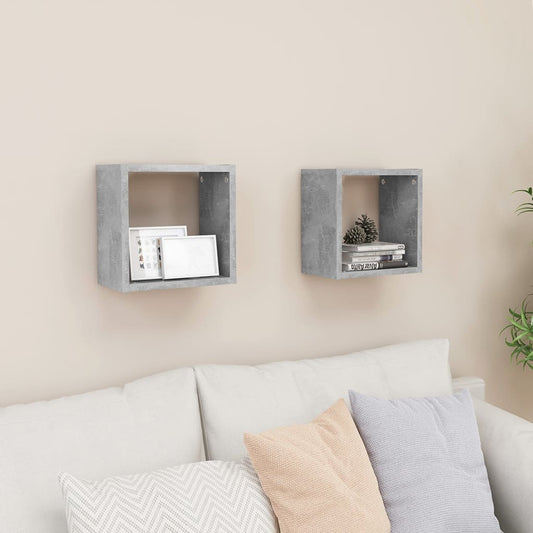 Berkfield Wall Cube Shelves 2 pcs Concrete Grey 26x15x26 cm