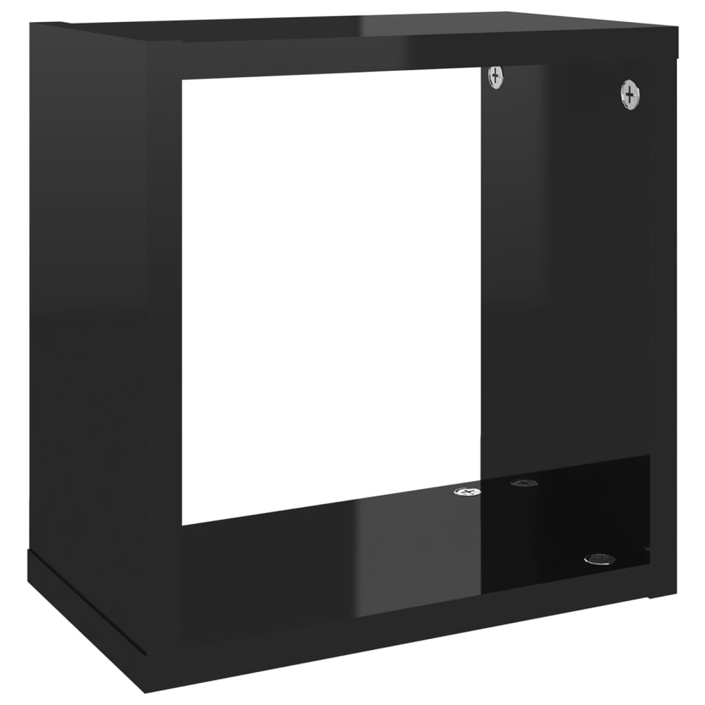 Berkfield Wall Cube Shelves 6 pcs High Gloss Black 26x15x26 cm
