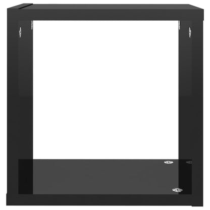 Berkfield Wall Cube Shelves 6 pcs High Gloss Black 26x15x26 cm