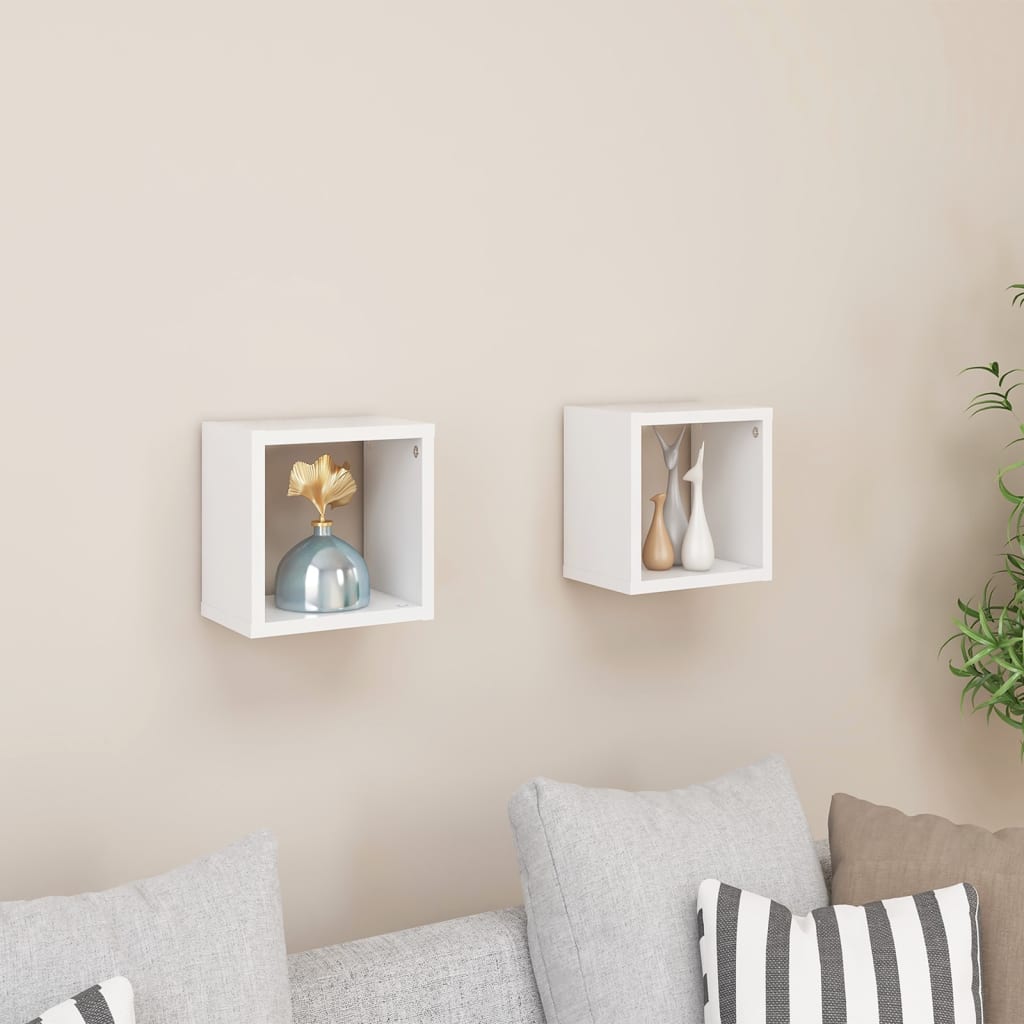 Berkfield Wall Cube Shelves 2 pcs White 22x15x22 cm