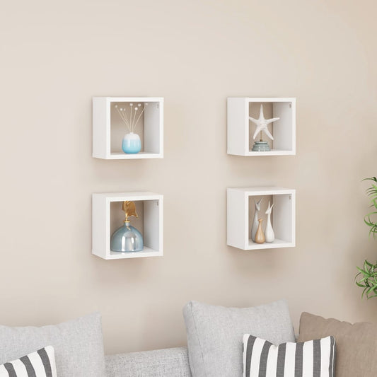 Berkfield Wall Cube Shelves 4 pcs White 22x15x22 cm