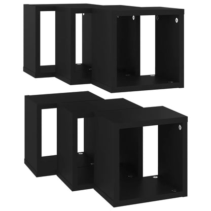 Berkfield Wall Cube Shelves 6 pcs Black 22x15x22 cm