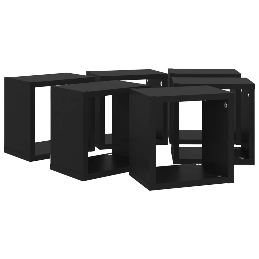 Berkfield Wall Cube Shelves 6 pcs Black 22x15x22 cm