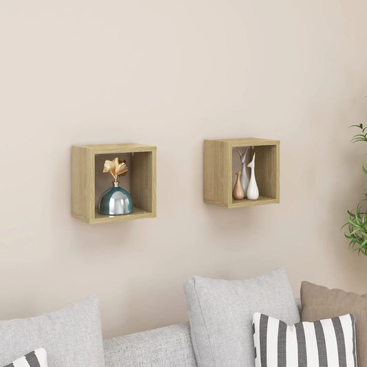 Berkfield Wall Cube Shelves 2 pcs Sonoma Oak 22x15x22 cm