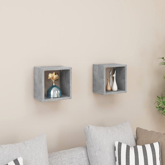 Berkfield Wall Cube Shelves 2 pcs Concrete Grey 22x15x22 cm