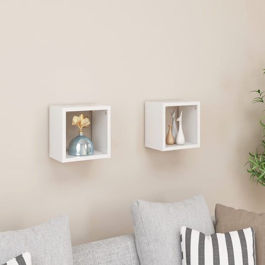Berkfield Wall Cube Shelves 2 pcs High Gloss White 22x15x22 cm