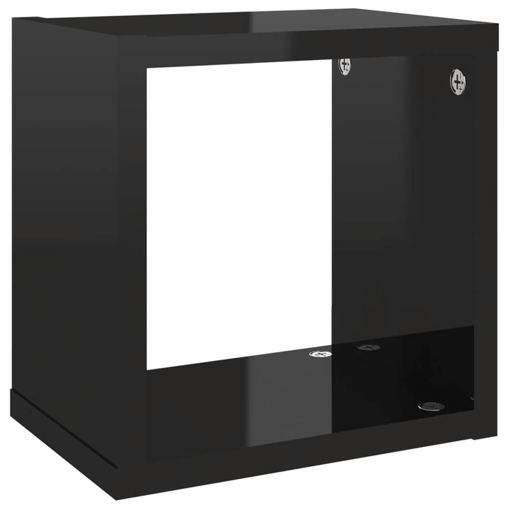 Berkfield Wall Cube Shelves 4 pcs High Gloss Black 22x15x22 cm