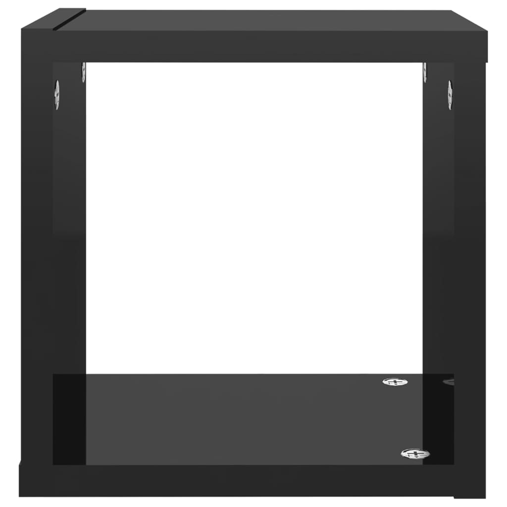 Berkfield Wall Cube Shelves 4 pcs High Gloss Black 22x15x22 cm