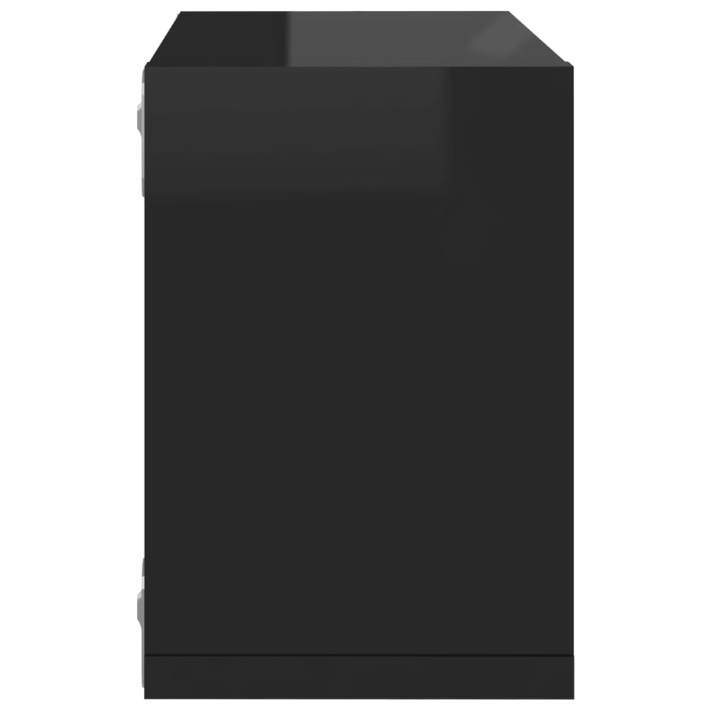 Berkfield Wall Cube Shelves 4 pcs High Gloss Black 22x15x22 cm