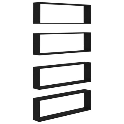 Berkfield Wall Cube Shelf 4 pcs Black 100x15x30 cm Engineered Wood