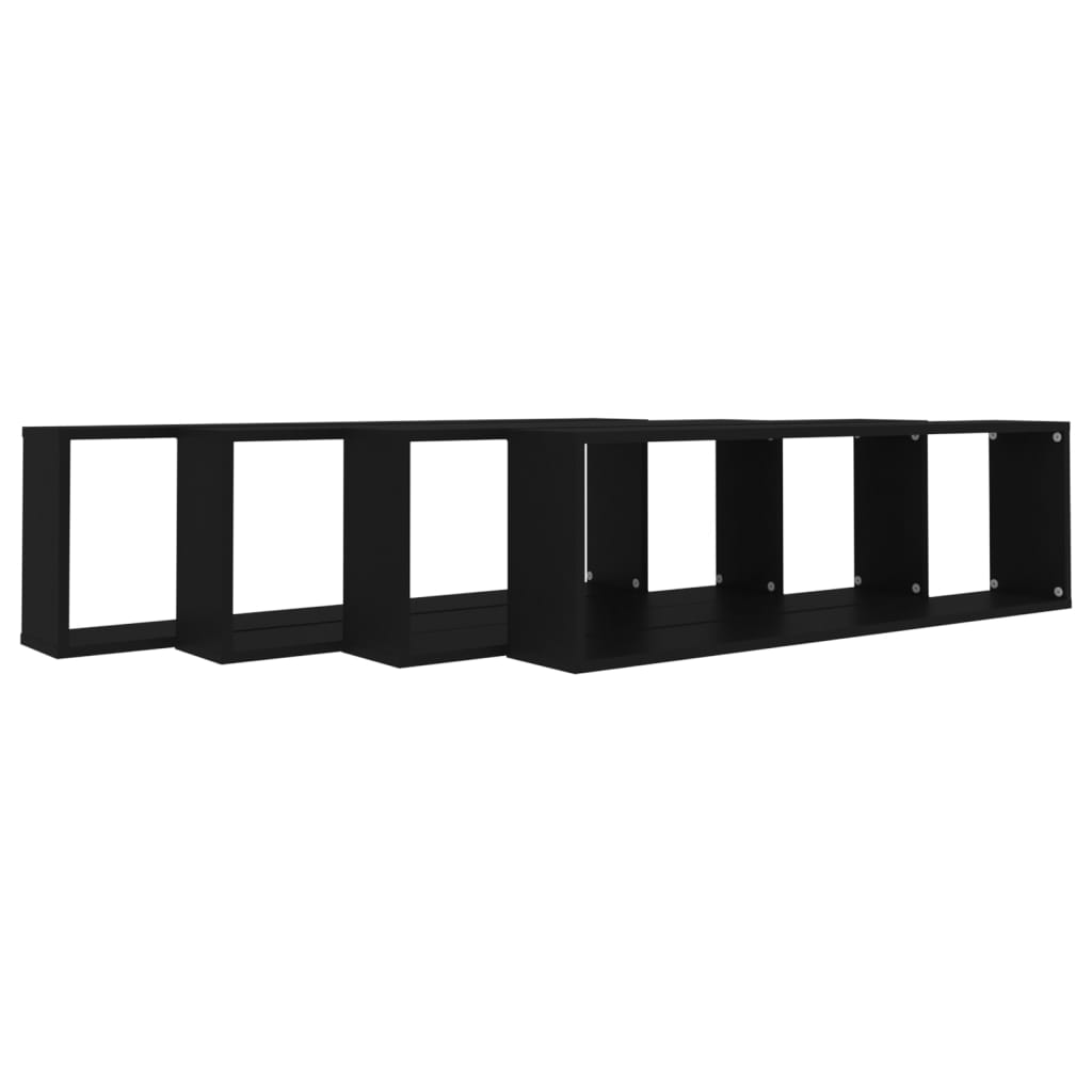 Berkfield Wall Cube Shelf 4 pcs Black 100x15x30 cm Engineered Wood
