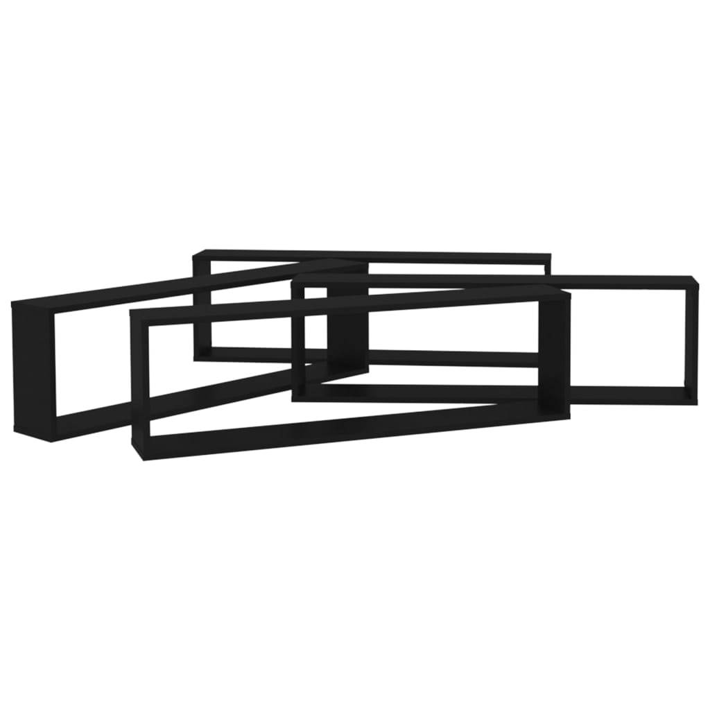 Berkfield Wall Cube Shelf 4 pcs Black 100x15x30 cm Engineered Wood
