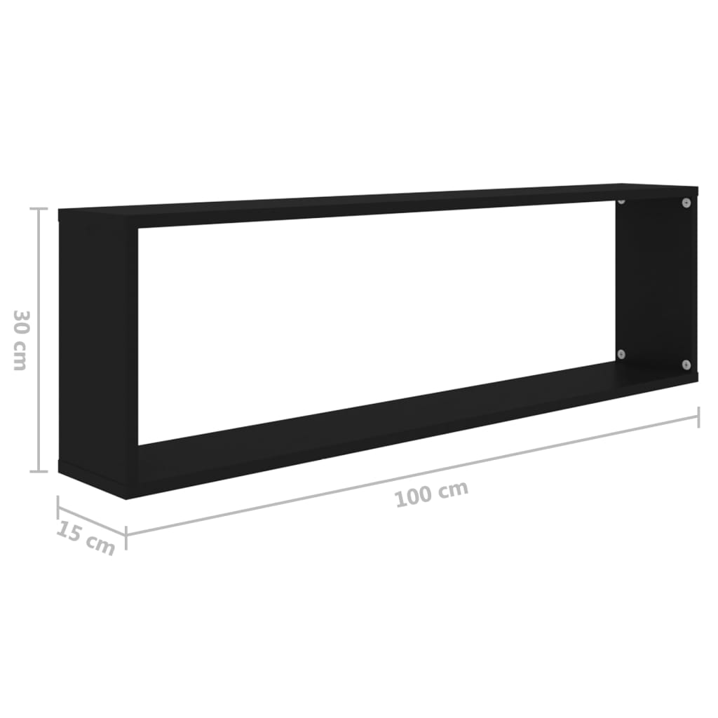 Berkfield Wall Cube Shelf 4 pcs Black 100x15x30 cm Engineered Wood