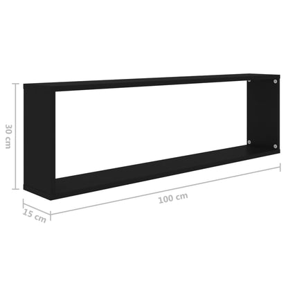 Berkfield Wall Cube Shelf 4 pcs Black 100x15x30 cm Engineered Wood