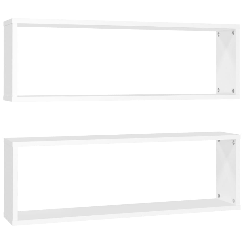 Berkfield Wall Cube Shelf 2 pcs White 80x15x26.5 cm Engineered Wood