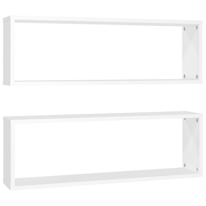 Berkfield Wall Cube Shelf 2 pcs White 80x15x26.5 cm Engineered Wood