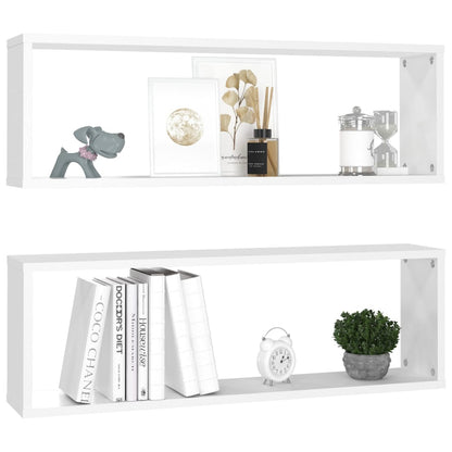 Berkfield Wall Cube Shelf 2 pcs White 80x15x26.5 cm Engineered Wood