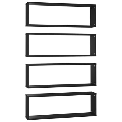 Berkfield Wall Cube Shelf 4 pcs Black 80x15x26.5 cm Engineered Wood