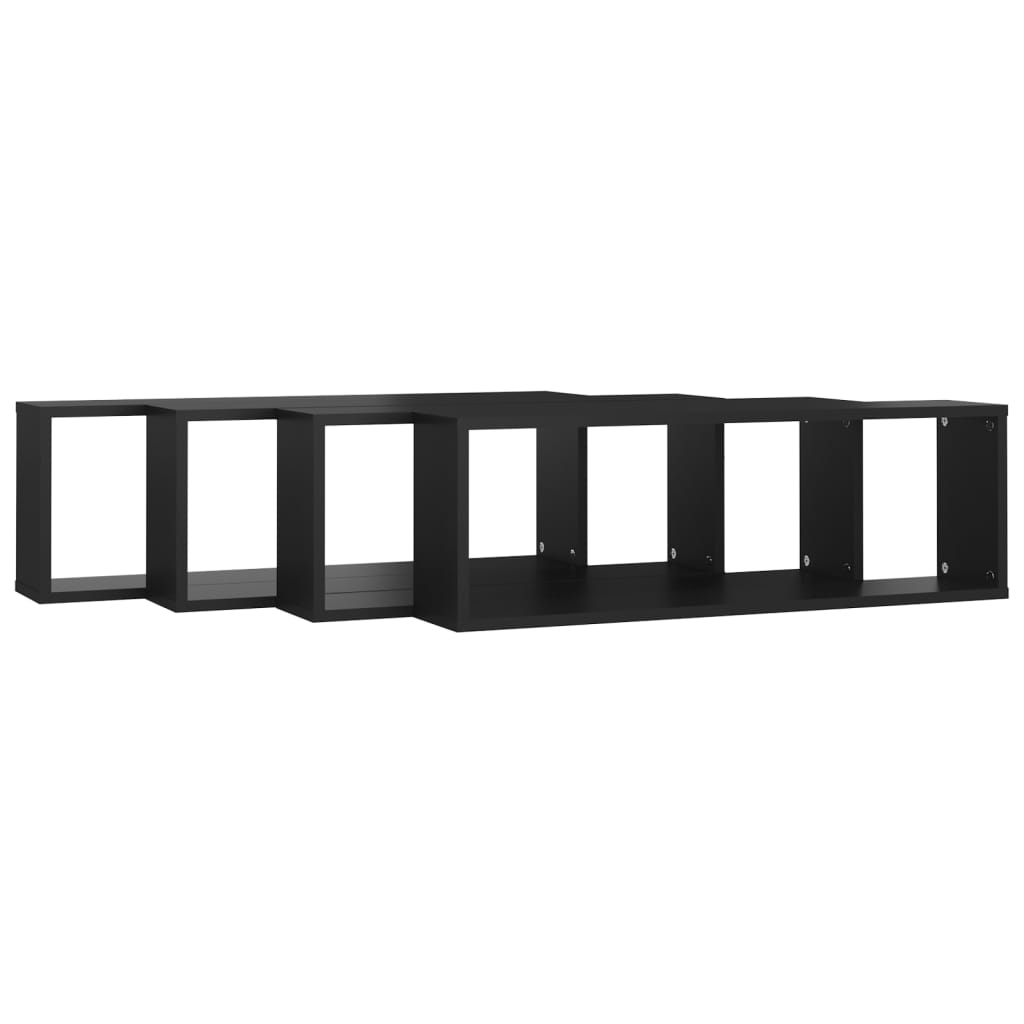 Berkfield Wall Cube Shelf 4 pcs Black 80x15x26.5 cm Engineered Wood