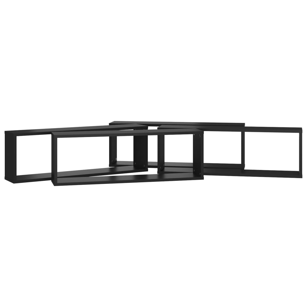 Berkfield Wall Cube Shelf 4 pcs Black 80x15x26.5 cm Engineered Wood