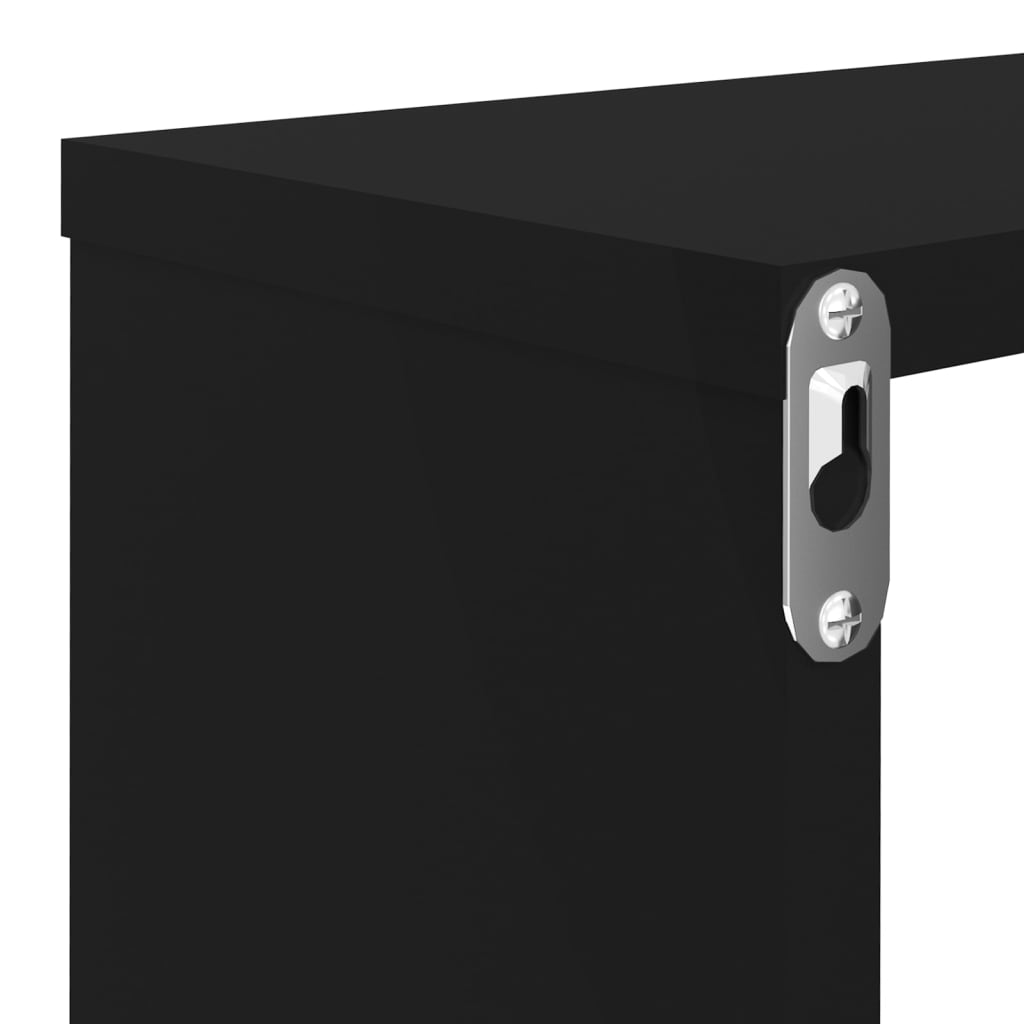 Berkfield Wall Cube Shelf 4 pcs Black 80x15x26.5 cm Engineered Wood