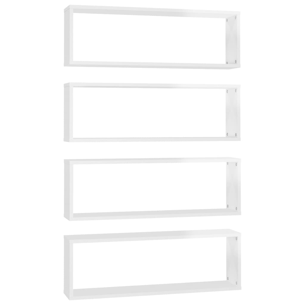Berkfield Wall Cube Shelf 4 pcs High Gloss White 80x15x26.5cm Engineered Wood