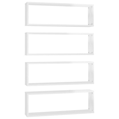 Berkfield Wall Cube Shelf 4 pcs High Gloss White 80x15x26.5cm Engineered Wood