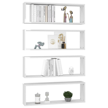 Berkfield Wall Cube Shelf 4 pcs High Gloss White 80x15x26.5cm Engineered Wood