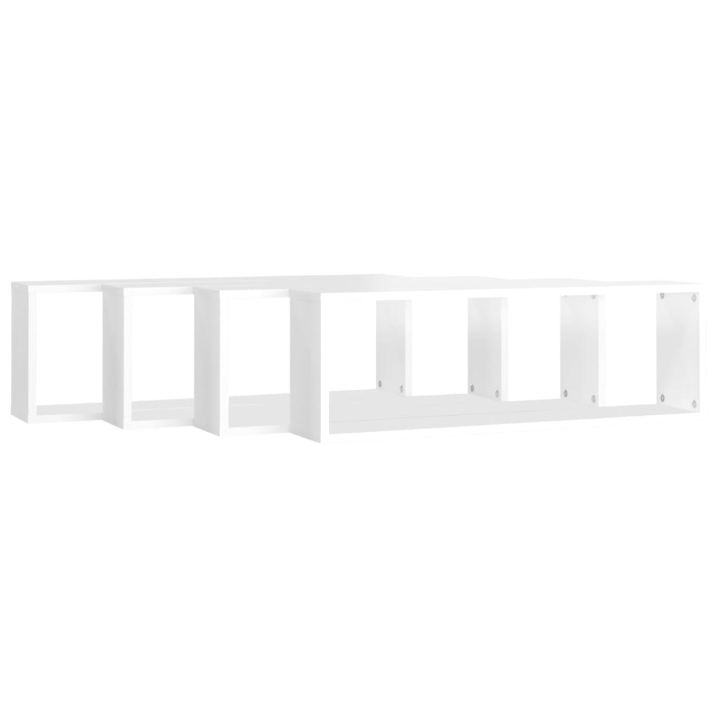 Berkfield Wall Cube Shelf 4 pcs High Gloss White 80x15x26.5cm Engineered Wood