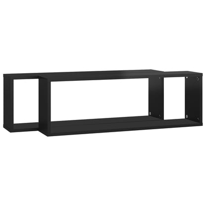 Berkfield Wall Cube Shelf 2 pcs High Gloss Black 80x15x26.5cm Engineered Wood