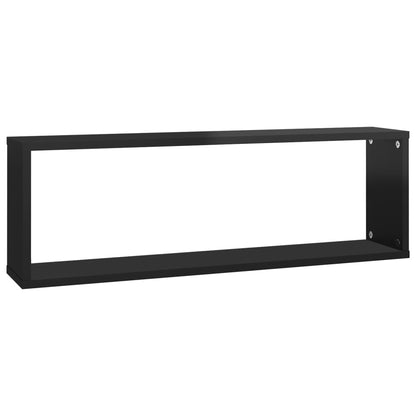Berkfield Wall Cube Shelf 2 pcs High Gloss Black 80x15x26.5cm Engineered Wood