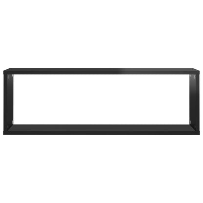 Berkfield Wall Cube Shelf 2 pcs High Gloss Black 80x15x26.5cm Engineered Wood