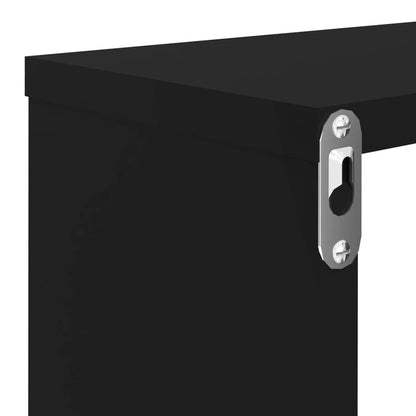 Berkfield Wall Cube Shelf 2 pcs High Gloss Black 80x15x26.5cm Engineered Wood