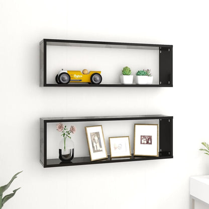 Berkfield Wall Cube Shelf 2 pcs High Gloss Black 80x15x26.5cm Engineered Wood
