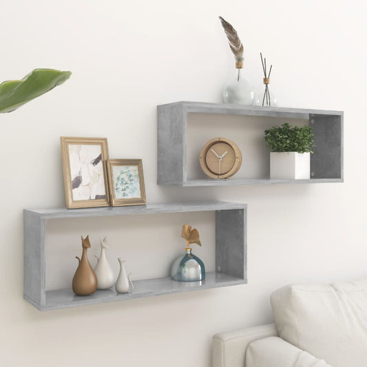 Berkfield Wall Cube Shelf 2 pcs Concrete Grey 60x15x23 cm Engineered Wood