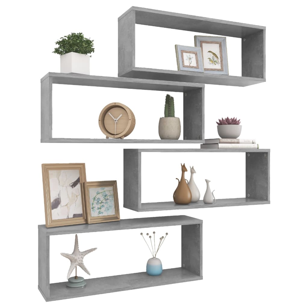 Berkfield Wall Cube Shelf 4 pcs Concrete Grey 60x15x23 cm Engineered Wood