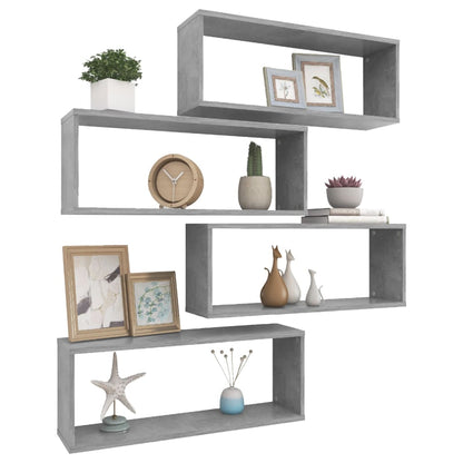 Berkfield Wall Cube Shelf 4 pcs Concrete Grey 60x15x23 cm Engineered Wood