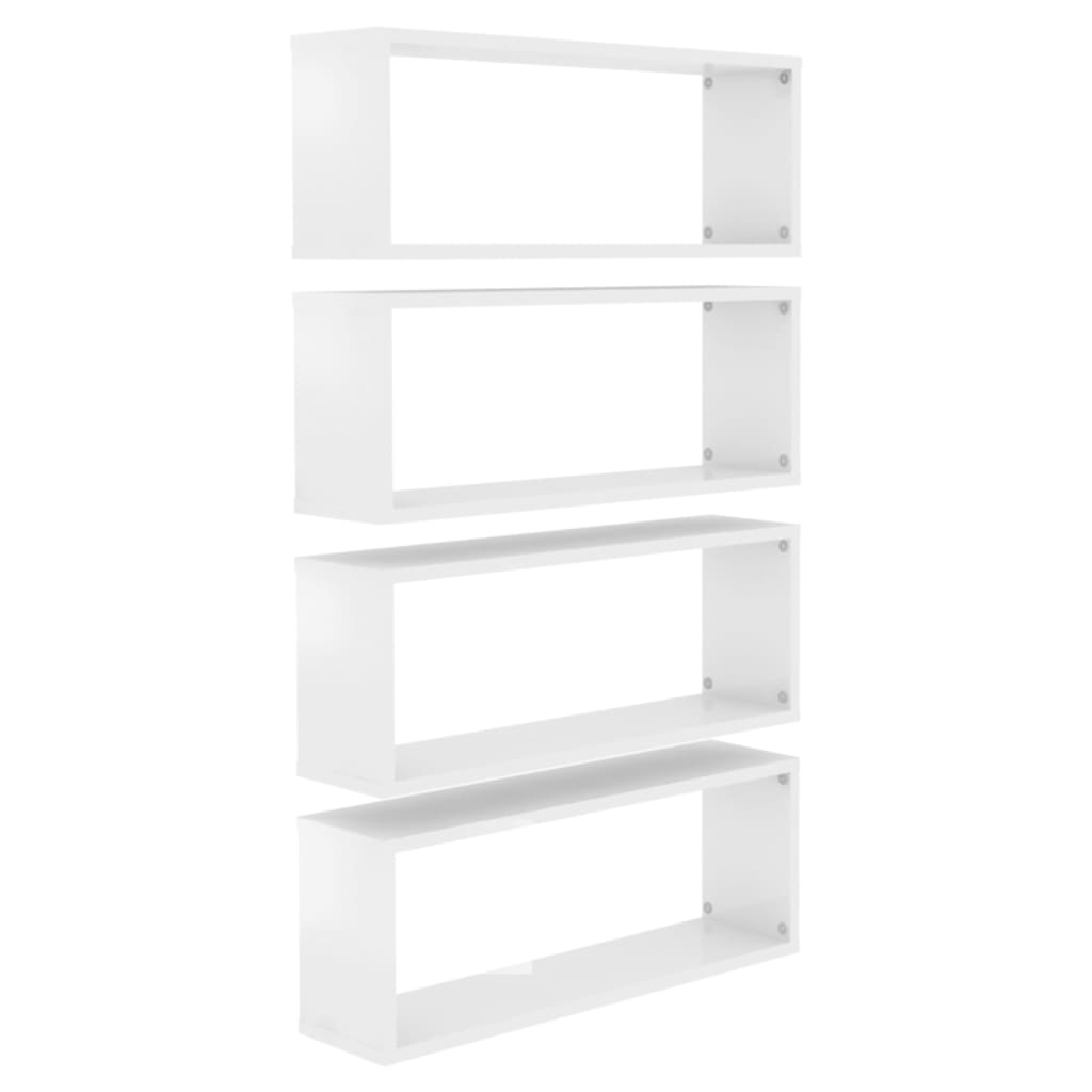 Berkfield Wall Cube Shelf 4 pcs High Gloss White 60x15x23 cm Engineered Wood