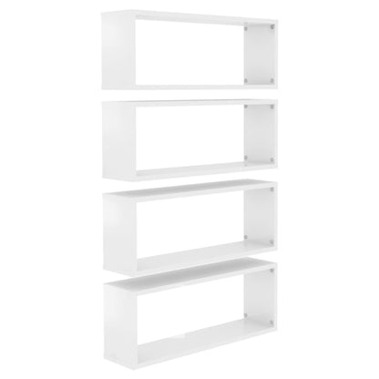 Berkfield Wall Cube Shelf 4 pcs High Gloss White 60x15x23 cm Engineered Wood
